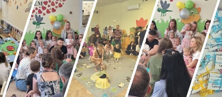Dzień Mamy i Taty w grupach Żabki i Motylki – wspólne zabawy, występy dzieci oraz rodzinna atmosfera pełna radości i wzruszeń. Na zdjęciu również bony na lody przekazane przez firmę Sopelek. ❤️🍦