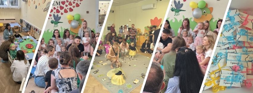 Dzień Mamy i Taty w grupach Żabki i Motylki – wspólne zabawy, występy dzieci oraz rodzinna atmosfera pełna radości i wzruszeń. Na zdjęciu również bony na lody przekazane przez firmę Sopelek. ❤️🍦